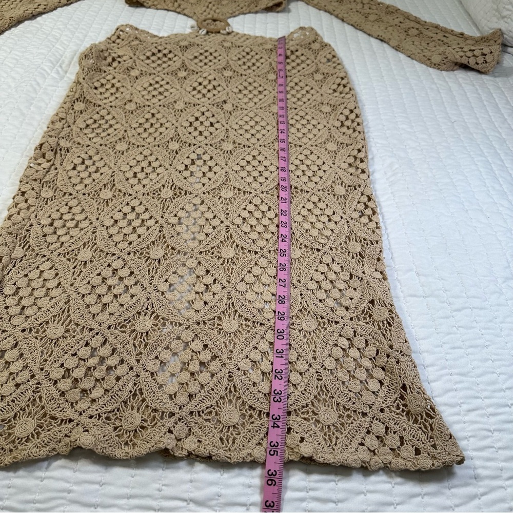 NWT Anthropologie BLITHE Crochet Cottogecore With Dramatic Trumpet Sleeve - Picture 3 of 16
